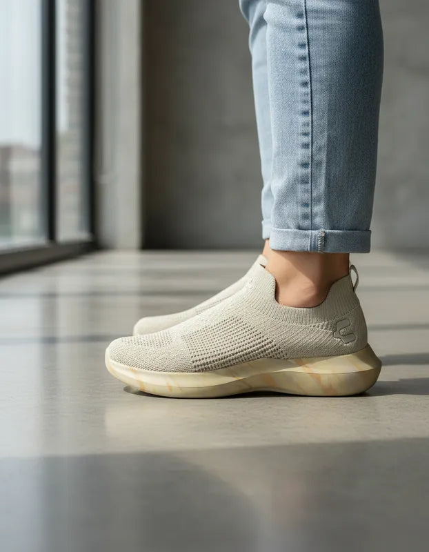 Tenis Hombre Charly 1086419 Walking Beige Slip On Casuales