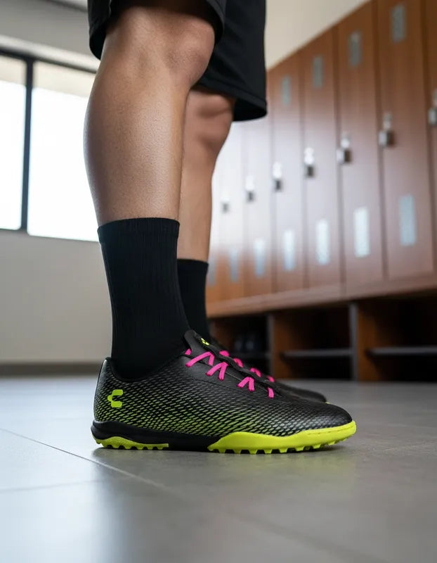 Tenis Fútbol Rápido Hombre Charly 1087416 Turf Negro Rosa