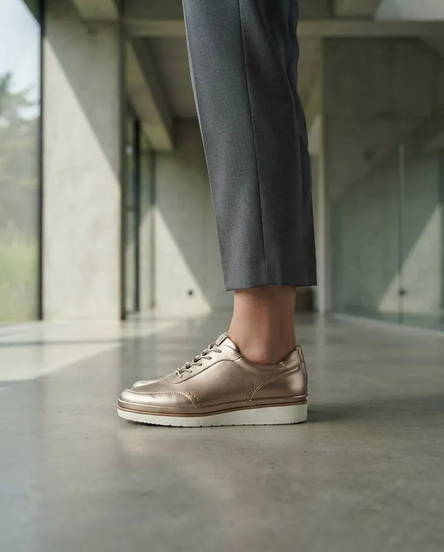 Tenis Quirelli Casuales Mujer 303301 Piel Cómodos Oro