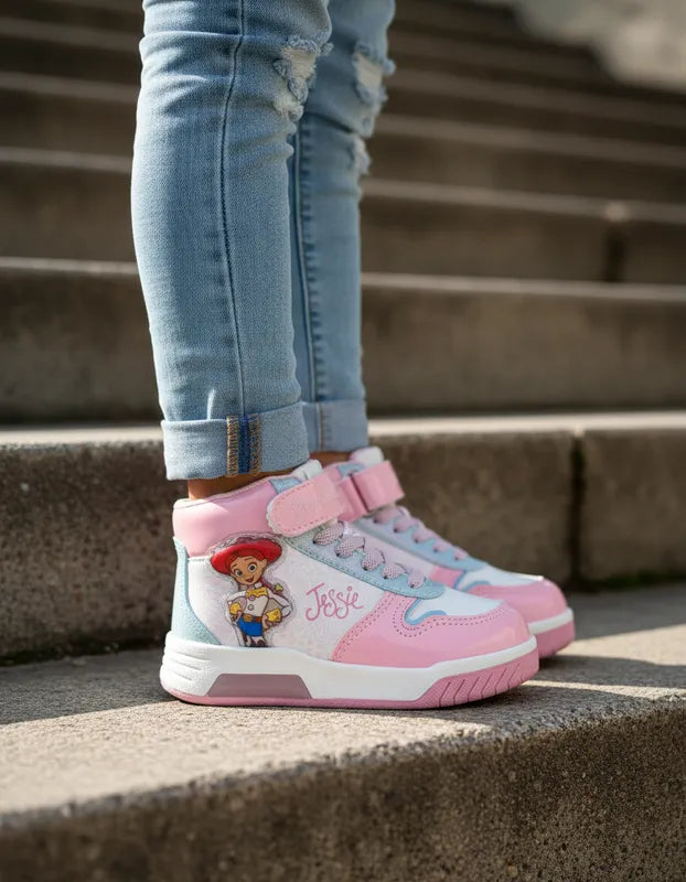 Tenis Niña Toy Story 3042 Jessie Blanco Rosa Original 14-19