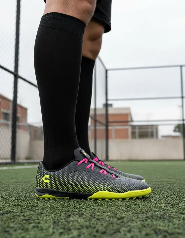 Tenis Fútbol Rápido Hombre Charly 1087416 Turf Negro Rosa