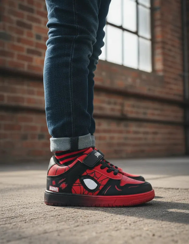 Tenis Spiderman Niño 3050 Contactel Rojo Negro 16-21