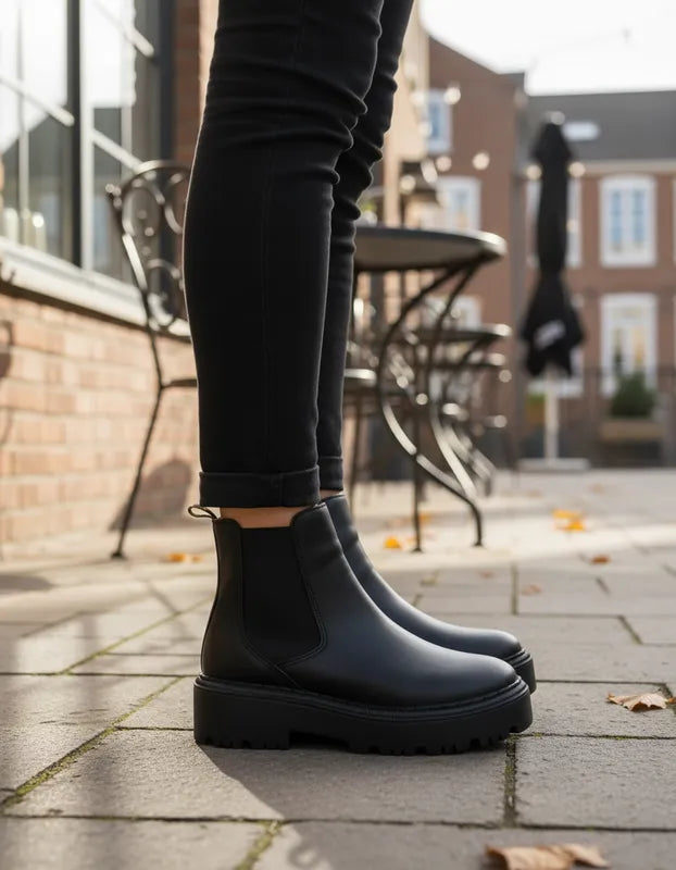 Botines Mujer Lee Le5750 Plataforma Urbanos Chelsea Negros