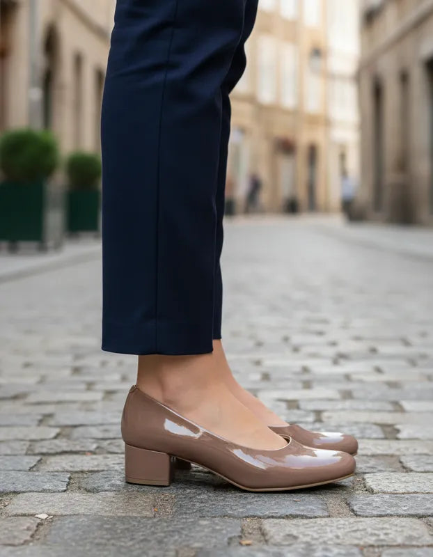 Zapatilla Vestir Mujer Omar Alex 400 Tacón Bajo Charol
