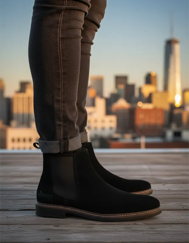 Botines Chelsea Hombre Jeep Je1300 Casuales Gamuza Negro