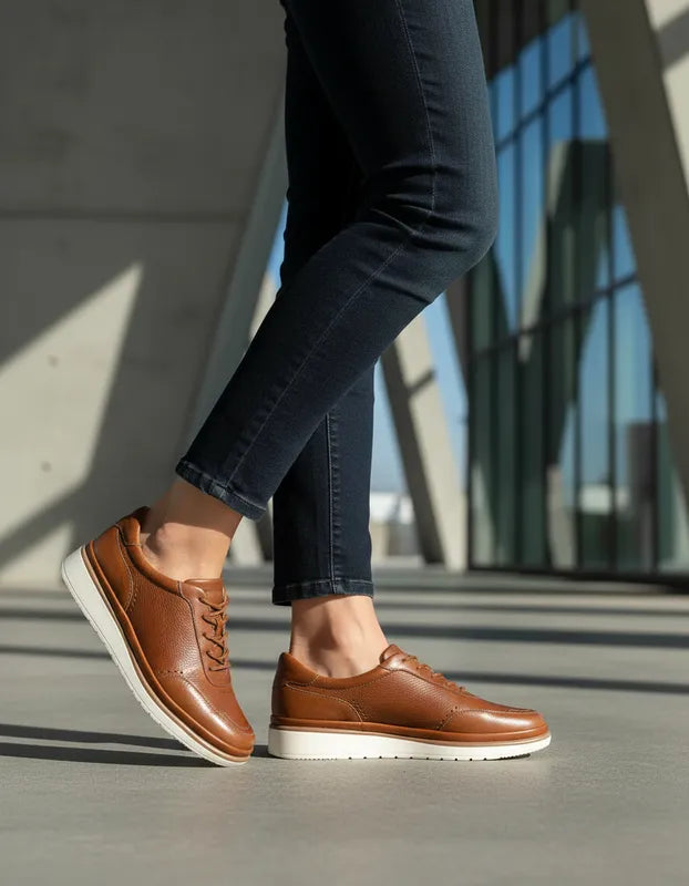 Tenis Casuales Mujer Quirelli 303301 Piel Cómodos Café Tan