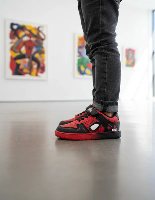 Tenis Spiderman Niño 3050 Contactel Rojo Negro 16-21
