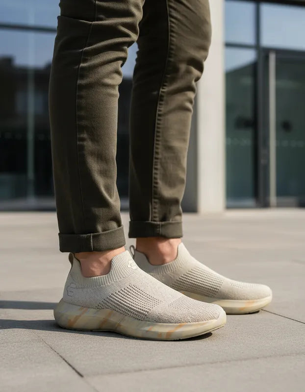 Tenis Hombre Charly 1086419 Walking Beige Slip On Casuales
