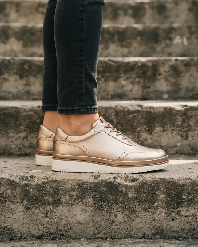 Tenis Quirelli Casuales Mujer 303301 Piel Cómodos Oro