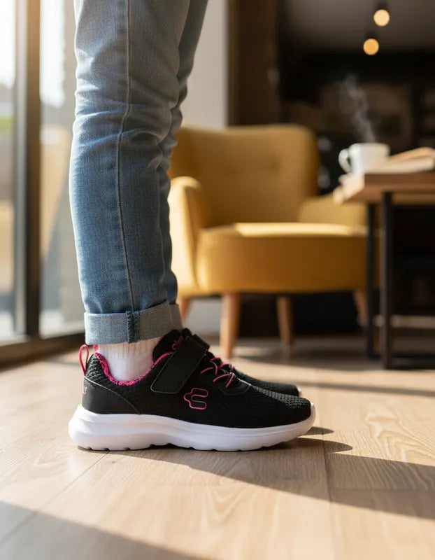 Tenis Niña Charly Kids 1065606 Ligeros Negro Fiusha 15-21