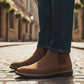 Botin Casual Hombre Triples 35800 Chelsea Gamuza Piel Café