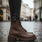 Botas Mujer Lee Le6450 Plataforma Urbanas Chunky Cafés