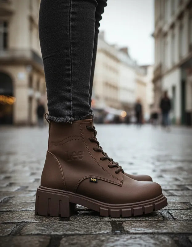 Botas Mujer Lee Le6450 Plataforma Urbanas Chunky Cafés