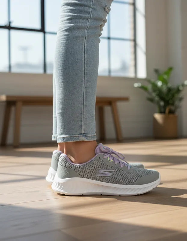 Tenis Skechers Mujer 125641x Go Walk Now Gris Lavanda