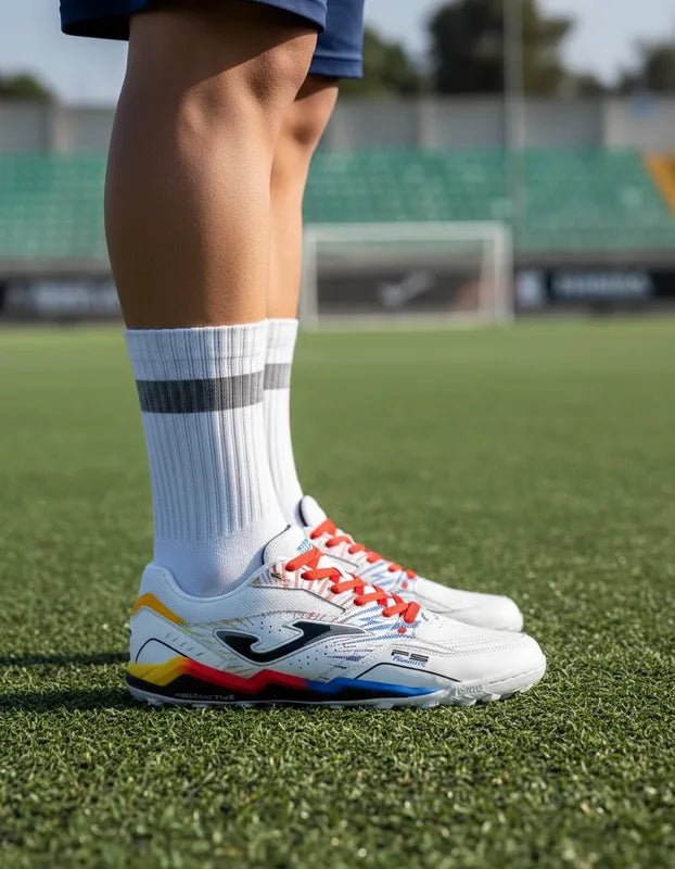 Tenis Fútbol Rápido Hombre Joma Fsw2476tf Turf Blanco Rojo