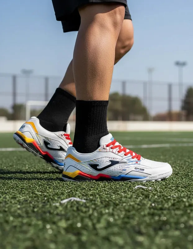 Tenis Fútbol Rápido Hombre Joma Fsw2476tf Turf Blanco Rojo