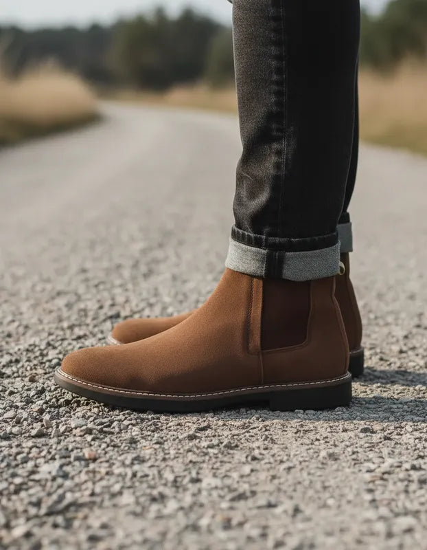 Botin Casual Hombre Triples 35800 Chelsea Gamuza Piel Café