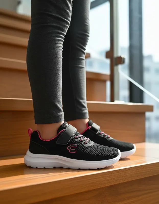 Tenis Niña Charly Kids 1065606 Ligeros Negro Fiusha 15-21
