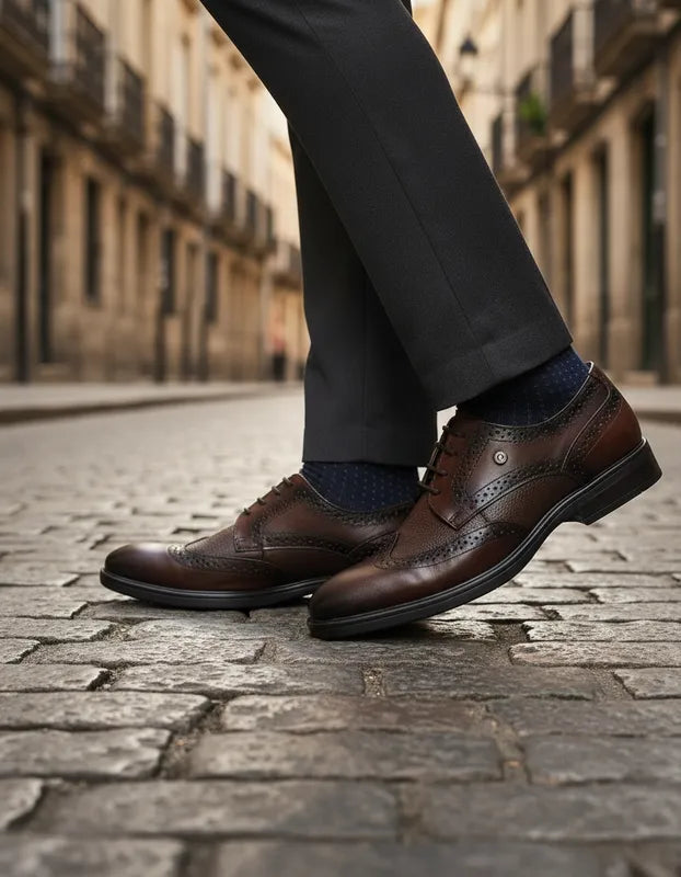 Zapato Vestir Hombre Christian Gallery 7703-1 Piel Caoba