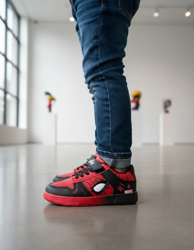 Tenis Spiderman Niño 3050 Contactel Rojo Negro 16-21