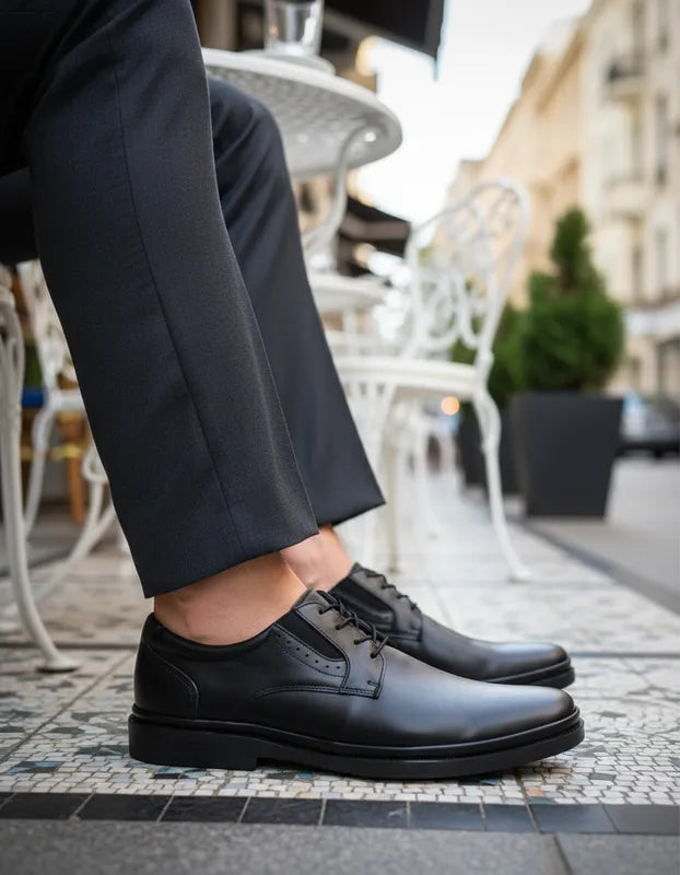 Zapatos Derby Triples 36102 Hombre Confort Piel Borrego