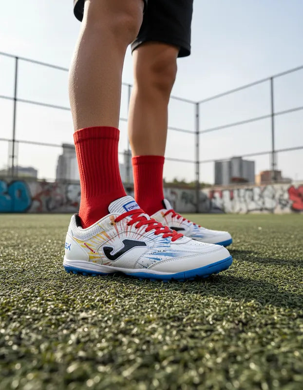 Tenis Fútbol Rápido Hombre Joma Topw2476tf Turf Piel Blancos