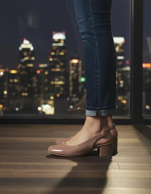 Zapatillas Vestir Mujer Omar Alex 420 Tacón Bajo Charol