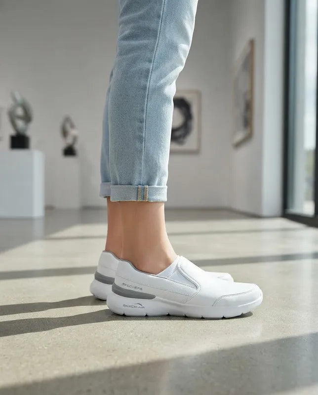 Tenis Skechers Mujer 21015mx Wht Slip On Skech-air Blancos