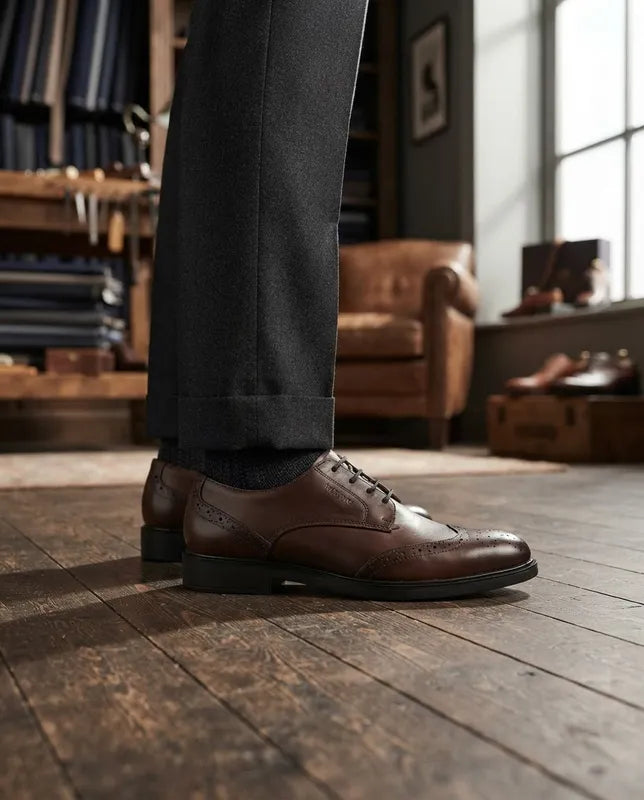 Zapatos Vestir Merano Hombre 46101 Piel Café Bostonianos