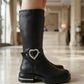 Botas Yuyin Niña Juvenil 26671 Negras Corazón Cierre 22-25