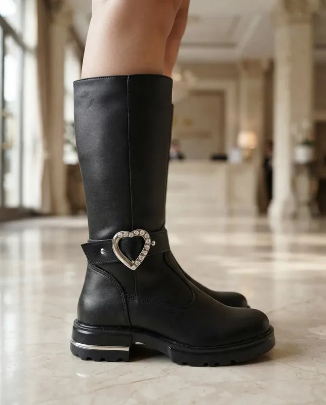 Botas Yuyin Niña 26671 Negras Corazón Cierre 18-21