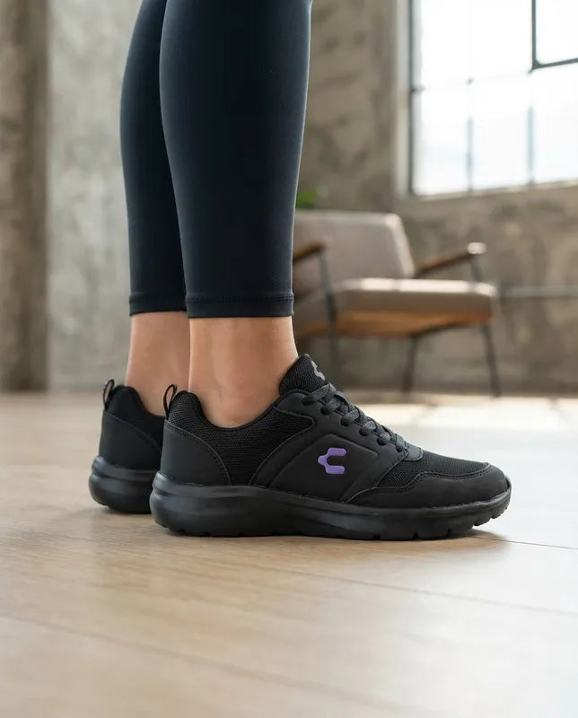 Tenis Mujer Charly 1043405 Running Gym Ligeros Negros