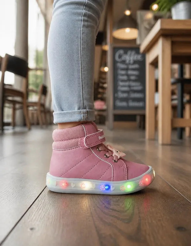 Tenis Bubble Gummers Niña Carla I Luces Rosa Blanco 14-17