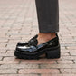 Mocasines Greenlove Mujer 96370 Charol Negro Plataforma