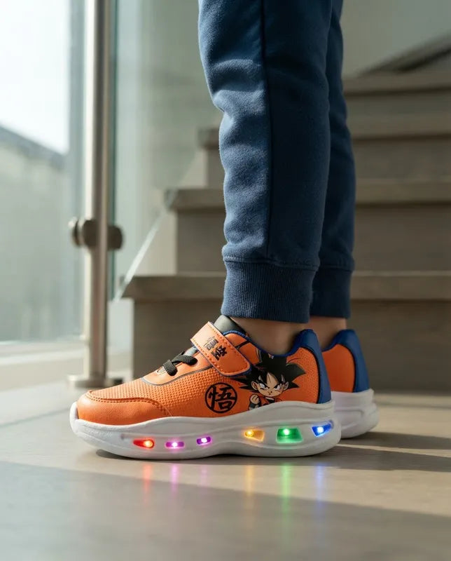Tenis Dragon Ball Niño 34401 Luces Contactel Naranja 14-17