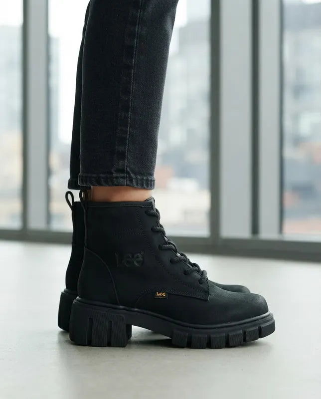 Botas Lee Mujer Le6450 Plataforma Tacón Negras Urbanas