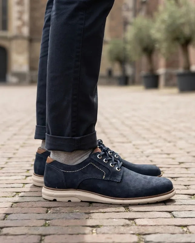 Zapatos Derby Merano 46170 Hombre Piel Nobuck Marino