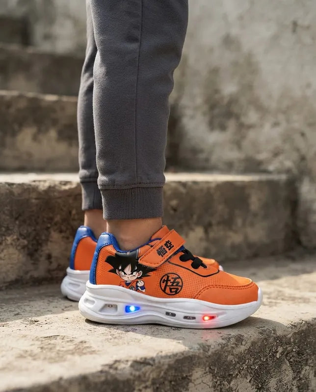 Tenis Dragon Ball Niño 34401 Luces Contactel Naranja 14-17