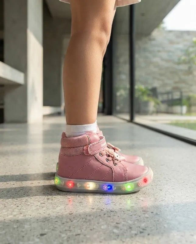 Tenis Bubble Gummers Niña Carla I Luces Rosa Blanco 14-17