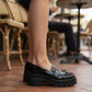 Mocasines Greenlove Mujer 96370 Charol Negro Plataforma