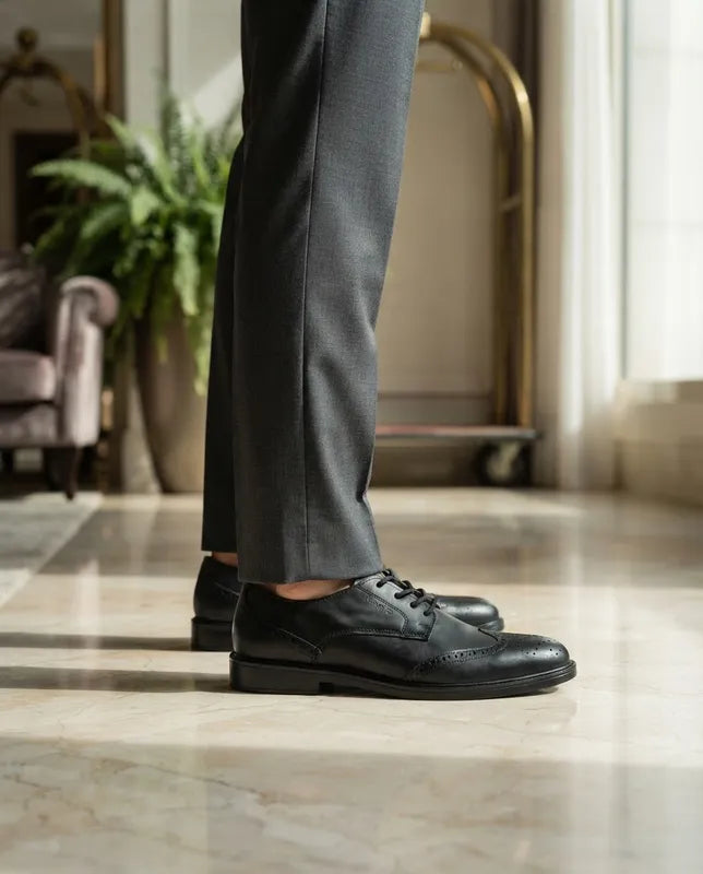 Zapatos Vestir Merano Hombre 46101 Piel Negro Bostonianos