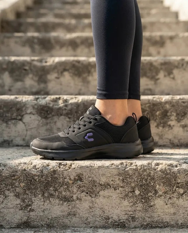Tenis Mujer Charly 1043405 Running Gym Ligeros Negros