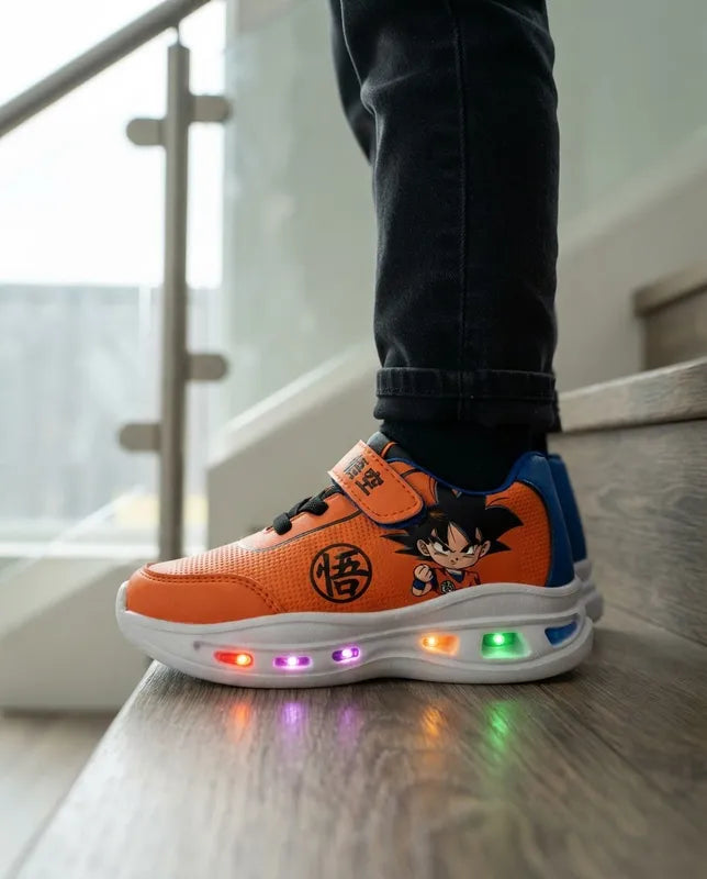 Tenis Dragon Ball Niño 34401 Luces Contactel Naranja 14-17