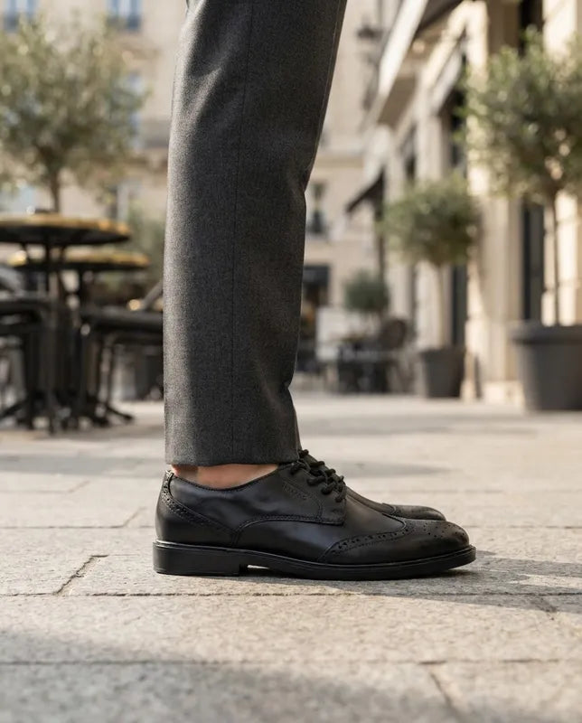 Zapatos Vestir Merano Hombre 46101 Piel Negro Bostonianos