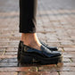 Mocasines Greenlove Mujer 96370 Charol Negro Plataforma