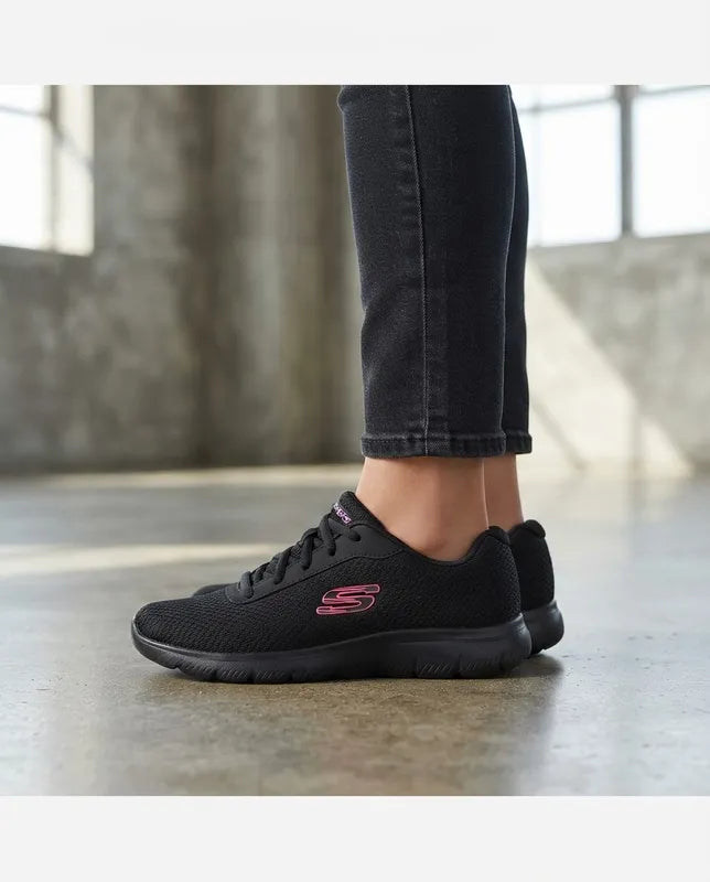 Tenis Skechers Mujer 21009mx Bkpk Memory Foam Negro Rosa