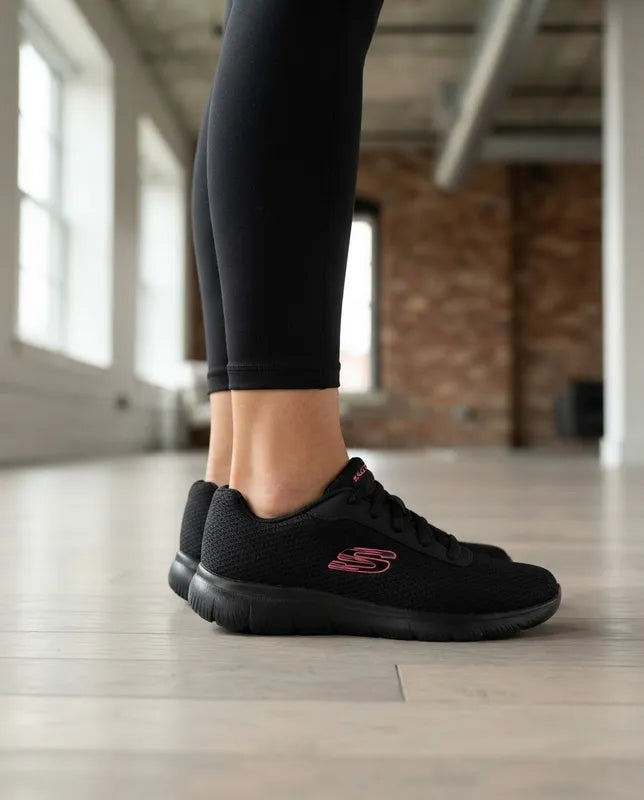 Tenis Skechers Mujer 21009mx Bkpk Memory Foam Negro Rosa