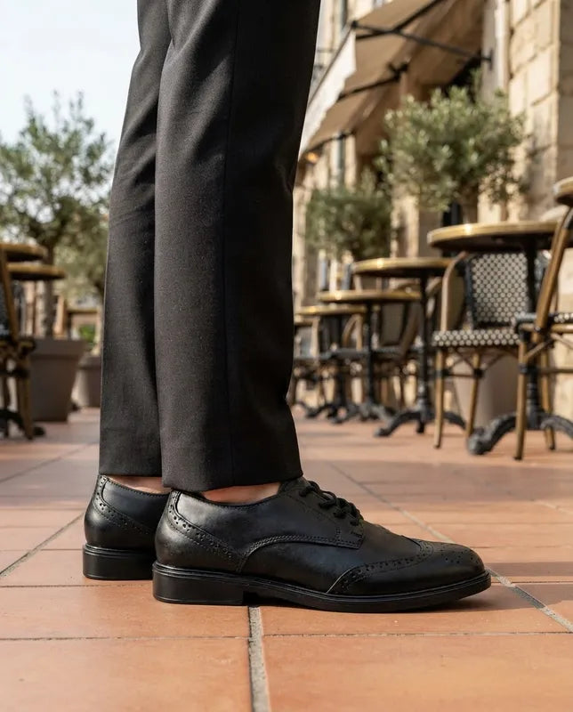 Zapatos Vestir Merano Hombre 46101 Piel Negro Bostonianos