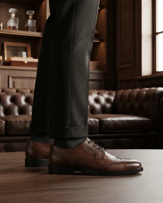 Zapatos Vestir Merano Hombre 46101 Piel Café Bostonianos