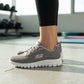 Tenis Skechers Mujer 896028 Gylv Memory Foam Gris Lavanda
